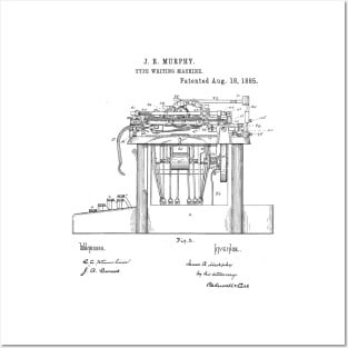Type Writing Machine Vintage Patent Hand Drawing Posters and Art